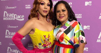 Cristian Peralta junto a su pareja Erika y madre de su hija, en la premiere de "Drag Race México". INSTAGRAM/@cristianperaltatranformista