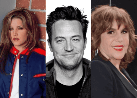 De izquierda a derecha: Lisa Presley, Matthew Perry, y la actriz mexicana Rebecca Jones; los tres fallecieron en 2023, y dejaron un importante hueco en el corazón de sus fans. PINTEREST