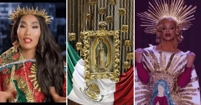 Artistas drag que han representado a la Virgen de Guadalupe desde su esencia estética. YOUTUBE/@elclosetsetumismo3458 | UNSPLASH/Edgar Henríquez, LC | TIKTOK/@mldaniel)