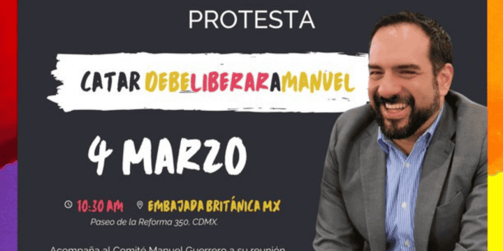 Manuel Guerrero mexico-británico fue detenido por el Estado catarí por ser un hombre gay y seropositivo. TWITTER/@QatarFreeManuel
