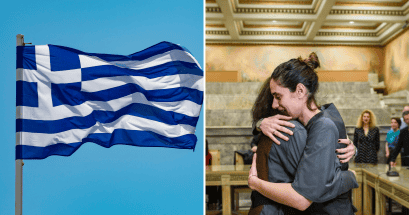 El primer matrimonio LGBT+ registrado en Grecia fue protagonizado por una pareja de mujeres lesbianas. UNSPLASH/Dim Hou | TWITTER/@h_doukas