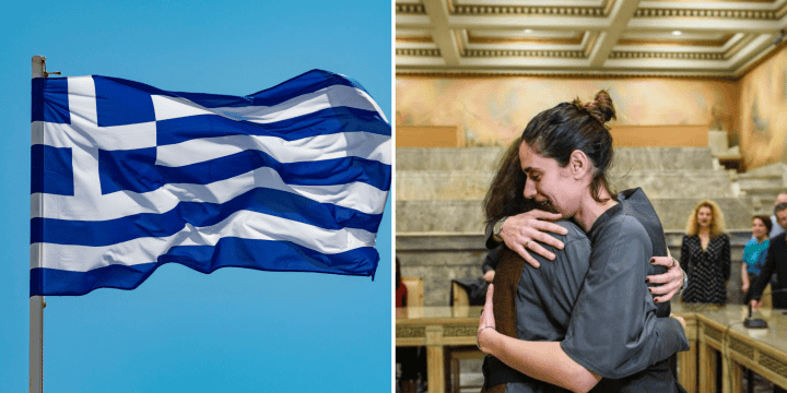 El primer matrimonio LGBT+ registrado en Grecia fue protagonizado por una pareja de mujeres lesbianas. UNSPLASH/Dim Hou | TWITTER/@h_doukas