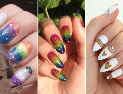 Diseño de uñas con diseños alusivos al Mes del Orgullo LGBT+- PINTEREST/Katherine M/Etsy