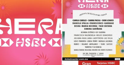 Cartel oficial del festival "Hera HSBC"; donde hay varias artistas destacadas. INSTAGRAM/@festivalherahsbc
